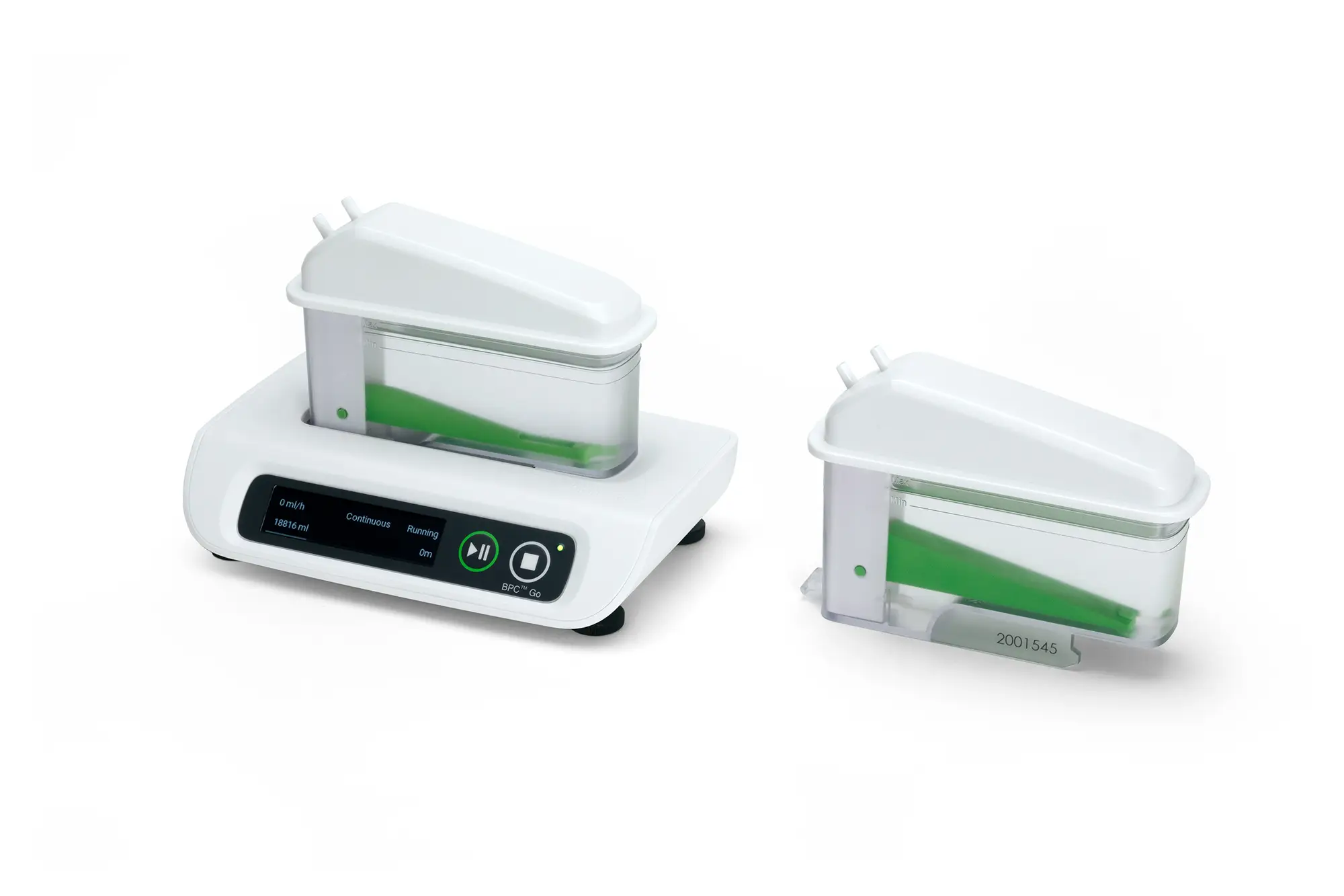 BPC Go instrument system with additional flow cell unit on a white background.